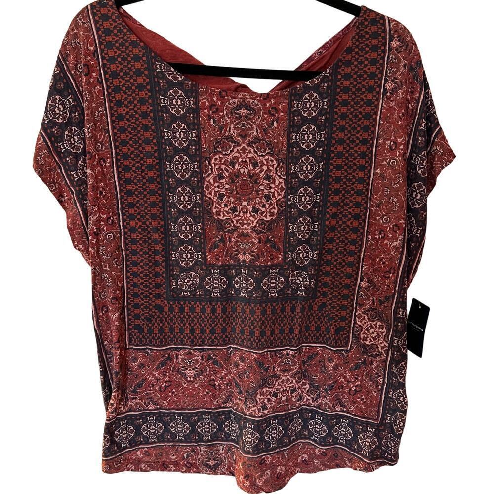 Lucky Mandala Print T shirt Twist Back NWT SZ XL​​​
